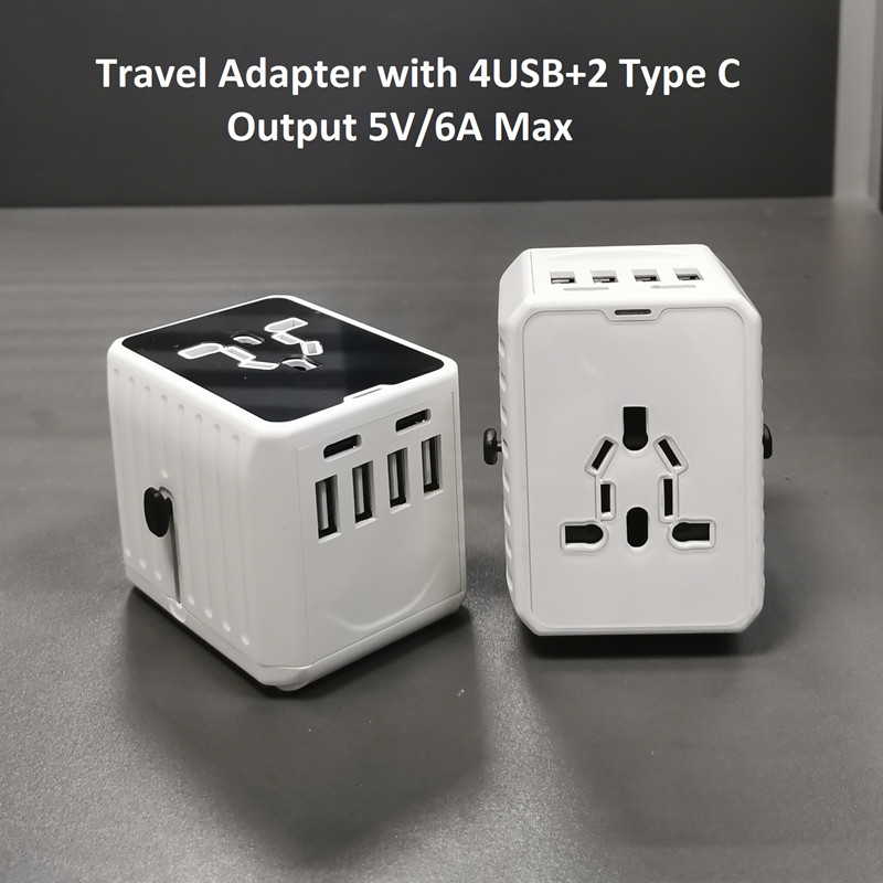 Един тип C не е достатъчен? 2 Универсален адаптер за пътуване тип C + 4USB!